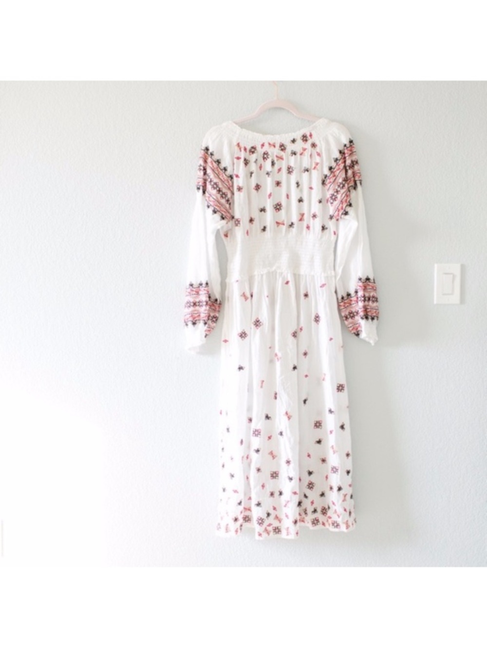 Free People White Boho Embroidered Maxi Dress with Pink and Black Accents - Picture 10 of 16